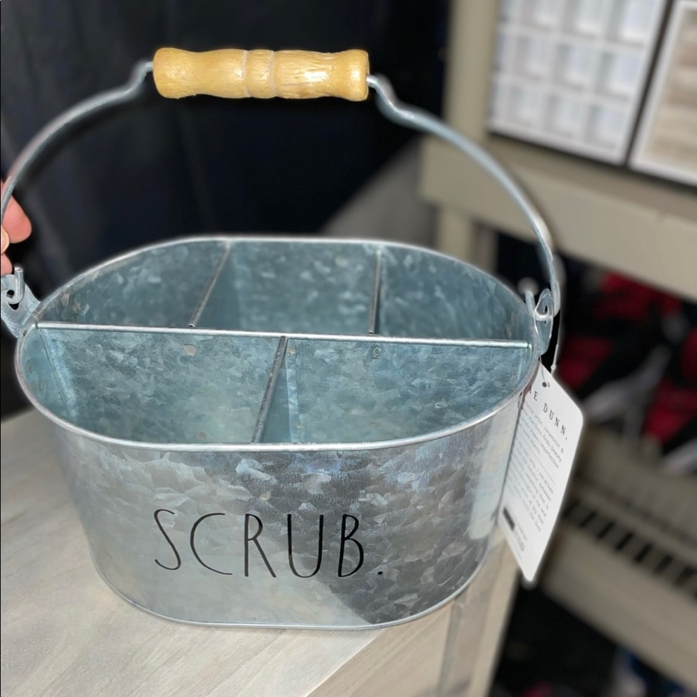 NWT Rae Dunn Galvanized Metal Caddy with Handle - Picture 6 of 6